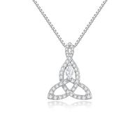 JiaYang Silver Celtic Motherhood Knot Necklace for Women Irish Love Knot Pendant Good Luck Jewelry with April Simulated Diamond, Gift for Her Wife Mother