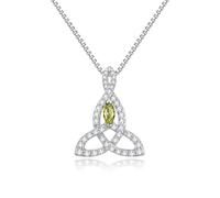 JiaYang Silver Celtic Motherhood Knot Necklace for Women Irish Love Knot Pendant Good Luck Jewelry with August Peridot, Gift for Her Wife Mother