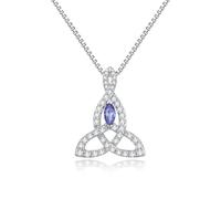 JiaYang Silver Celtic Motherhood Knot Necklace for Women Irish Love Knot Pendant Good Luck Jewelry with December Tanzanite, Gift for Her Wife Mother