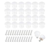 Jiayaus 24pcs White Cabinet Door Knobs, Wood Drawer Knobs, 24mm Round Mushroom Handle, Drawer Pulls with Screws for Cupboard, Wardrobes, Kitchen, Bedroom and Bathroom