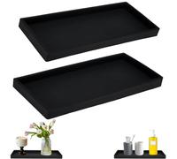 Jiayaus 2Pcs Large Bathroom Tray, 33x12.5cm Black Silicone Decorative Trays, Vanity Trays, Rectangular Jewellery Tray for Washbasin, Bathtub, Kitchen, Cosmetics, Jewellery, Perfumes and Candles