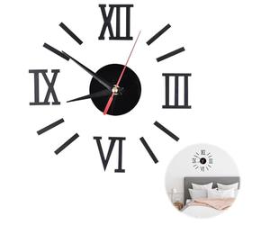 Jiayaus 3D DIY Frameless Wall Clock, Large Modern Roman Numerals Mirror Sticker, Round Wall Clocks Decoration for Home, Living Room, Bedroom, Office, Hotel