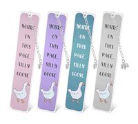 Jiayaus 4PCS Cute Bookmarks for Women, Metal Silly Goose Book Marks, Personalised Bookmark, Book Lover Gifts for Reader Teacher Student (Colorful)