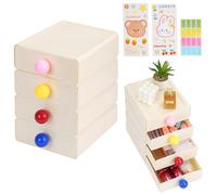 Jiayaus 4pcs Desk Organiser, Stackable Desk Storage Box with Drawer, Desktop Drawers with Handles, Makeup Drawer Organiser for Office, Home, Bedroom, Bathroom