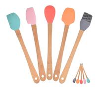 Jiayaus 5PCS Silicone Kitchen Utensils with Silicone Spatula, Cooking Spoon, Brush, Kitchen Utensils Set Utensil Set with Silicone Scraper Mini Spatula for Mixing Cooking Baking