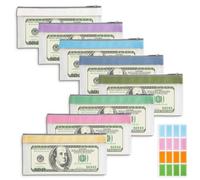 Jiayaus 8 Pcs Money Bags with Zippers, Clear Plastic Cash Envelopes
