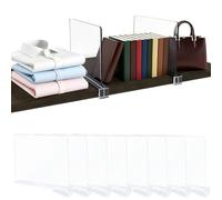 Jiayaus 8Pcs Shelf Dividers for Wardrobe, Clear Acrylic Wardrobe Shelves, Adjustable Shelves Organizer, Wardrobe Storage Organiser for Clothes, Cupboards, Bedroom, Office