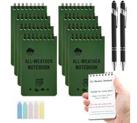 Jiayaus 8PCS Waterproof Notebook, A7 Pocket Notebook with Ballpoint Pen and Index sticker, All-Weather Mini Notepad, 100 Pages Spiral Notebooks for Outdoor Records, Camping, Office, School