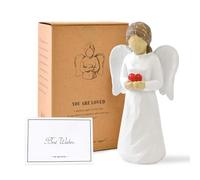 Jiayaus Angel Figurines, Handicraft Resin Angels Figurines, Christmas Angels Figurines Holding A Heart, Loving Gifts for Mom from Daughter, for Thanksgiving, Christmas, Mother's Day