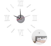 Jiayaus Large 3D DIY Wall Clock, Frameless Roman Numerals Mirror Sticker
