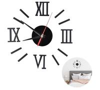 Jiayaus Large 3D DIY Wall Clock, Frameless Roman Numerals Mirror Sticker | Stick on Modern Round Wall Clocks, Home Office Decoration for Home Living Room Bedroom Hotel, Black