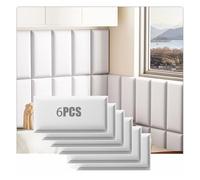 JIAYING 3D Anti-Collision Wall Padding For Kids, Self-Adhesive Milky White Upholstered Wall Panels, Soft Bag Decorative Protection Panel Soft Wall Stickers(6pcs,25cmx50cm)