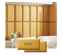 JIAYING 3D Anti-Collision Wall Padding For Kids Upholstered Wall Panels, Playroom Decorative Protection Panel Yellow Self-Adhesive Soft Wall Stickers(2pcs,30cmx50cm)