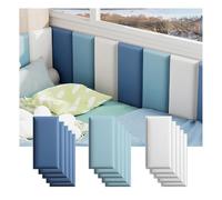 JIAYING Anti-Collision Wall Padding For Kids Self-Adhesive Headboard Soft Wall Panels, Blue + White Peel and Stick 3D Wall Stickers Waterproof Protection Panel(15pcs,30cmx50cm)