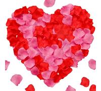 JiaYiXu 1200 Pcs Artificial Red Pink Rose Petals for Bedroom, Emulation Silk Rose Flower for Romantic Scenes Wedding Anniversary Valentine's Day Birthday Confession Decoration, Proposal Decorations