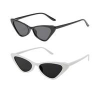 JiaYiXu 2 Pack Cat Eye Sunglasses Womens, Black Glasses, White Sunglasses, Rave Glasses, Retro Party Glasses Polarised Sunglasses Eyewear for Swimming Music Festivals Party
