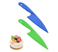 JiaYiXu 2 PCS Blue and Green Plastic Knives, Serrated Cake Knife, Pastry Knife,Cake Slice, Salad Lettuce Knives, Bread Pie Pastry Cutter, Server Leveller Kitchen Baking Tool