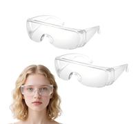 JiaYiXu 2 Pcs Safety Goggles - Scratch-Resistant UV-Protective Over-Glasses for Construction, Lab & Outdoor Use (Transparent Lens)