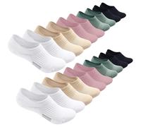 JiaYouLC 10 Pairs Women Invisible Trainer Socks Non-Slip Silicone Stripes Low Cut No Show Running Ankle Socks for Girls Teens Ladies (UK, Numeric, 4, 8, Regular, Regular, 10 Pairs Multicolor)