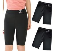 JiaYouLC 2 Pack Girls School Short Leggings Age 5-14 High Waisted Anti Chafing Under Dress Shorts Breathable Mini Pants (UK, Age, 12 Years, 14 Years, Regular, Black, Five Quarter Pants)