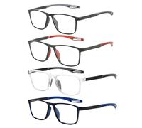 JiaYouLC 4 Pack Unisex Reading Glasses Scratch Resistant Anti Blue Light Modern Rectangular Reading Glasses for Mens Womens (4 Colors, 1.75, x)