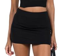 JiaYouLC Fashion Mini Skirt Stretchy for Women UK Sexy Stretch Tight Micro Pencil Skirt Short Casual Office Work Clubbing (UK, Numeric, 12, 14, Regular, Regular, Black)