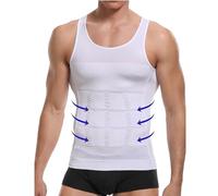 JiaYouLC Men Compression Vest Slimming Body Shaper Undershirts Waist Trainer Tight Shapewear (White, XXL)