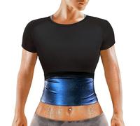 JiaYouLC Men Women Sauna Suit for Weight Loss Short Sleeve Sauna Shirt Waist Slimming Sweat Body Shaper Sauna Top for Gym Exercise Sports (Short Sleeve, Men, XXL)