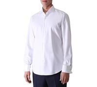 JiaYouLC Men's Long Sleeve Shirts 4 Way Stretch Casual Dress Shirts with Standard Collar Button Down Shirts (UK, Alpha, M, Regular, Regular, White1, Long Sleeve)