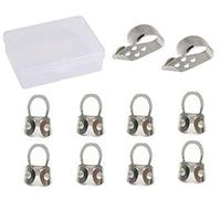 Jiayouy 10Pieces Guitar Finger Picks & Thumb Pick Set with Storage Box Adjustable Metal Finger Picks for Acoustic Guitar Banjo Ukulele Silver
