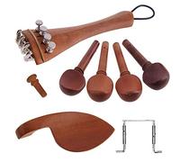Jiayouy 13Pcs Jujube Wood 4/4-3/4 Violin Accessories Kit with 4 Tuning Pegs Tailpiece Endpin 4 Fine Tuners Chin Rest Chinrest Clamp Tail Gut Kit