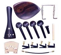 Jiayouy 15 Piece Ebony Accessory Set for 4/4-3/4 Violin with Tuning Pegs, Tailpiece, Tailpiece, Tail, Bowels, Fine Tuners, Endpin Sound, Post Bridge, Chin Rest, Chin Rest, Clamp Kit, Black