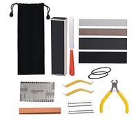 Jiayouy 15Pcs Guitar Luthier Repair Tool kit Including Guitar Fret Leveling Beam and Replacement Sandpaper, Fret Crowning File, String Action Ruler Gauge, Fingerboard Guard, String Spreaders