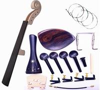 Jiayouy 17Pcs 4/4 DIY Violin Accessories Kit Violin Neck & Fingerboard Wire Tailpiece Fine Tuner Tailgut Tuning Peg Endpin Bridges Chin rest Kit