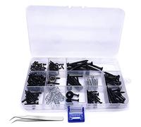 Jiayouy 268 Pieces Guitar Mounting Screws Assortment Box 9 Types Electric Guitar Screw Kit for Electric Guitar Bridge, Pickup, Pickguard, Tuner, Switch, Neck Plate with Springs and Tweezers Black