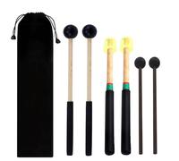 Jiayouy 3 Pair Steel Tongue Drum Mallets Set, Rubber Head Wooden Percussion Sticks with Storage Bag, Drum Stick Hammer for Ethereal Drum Xylophone Woodblock Glockenspiel