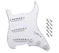 Jiayouy 3-ply White SSS 3-Ply Loaded Prewired Pickguard Backplate with Single Coil Pickups Set fits for Vintage Strat Stratocaster Style Electric Guitars Parts