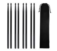 Jiayouy 4 Pairs 5A Lightweight Nylon Drum Drumsticks Set with a Velvet Drawstring Bag for Kids Adults Musical Instrument Percussion Accessories Black