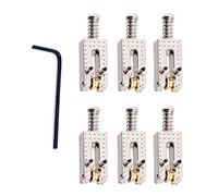Jiayouy 6 Pcs Guitar Roller Saddle Bridge with Wrench for Fender Strat Tele Electric Guitar - Sliver