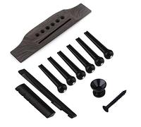 Jiayouy 6 String Acoustic Guitar Rosewood Bridge Saddle Nut Pins Set Including Bridge & Six Bridge Pins & End Pin & Saddle and Nut Replacement Parts - Style B,Black