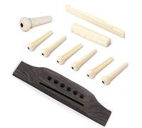 Jiayouy 6 String Acoustic Guitar Rosewood Bridge Saddle Nut Pins Set Including Bridge & Six Bridge Pins & End Pin & Saddle and Nut Replacement Parts - Style B, Beige