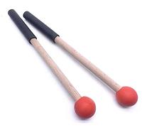 Jiayouy 8 Inch Rubber Head Percussion Mallets Sticks for Tongue Drum, Xylophone,Glockenspiel, Woodblock, Bell Pack of 2 Red