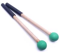Jiayouy 8 Inch Rubber Head Percussion Mallets Sticks for Tongue Drum, Xylophone,Glockenspiel, Woodblock, Bell Pack of 2 Green