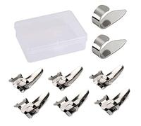 Jiayouy 8Pcs Guitar Thumb Finger Picks Set with Storage Box Stainless Steel Guitar Picks for Guitar Bass Banjo Ukulele Silver