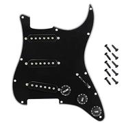 Jiayouy Black SSS 3-Ply Loaded Prewired Pickguard Backplate with Single Coil Pickups Set fits for Vintage Strat Stratocaster Style Electric Guitars Parts