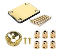 Jiayouy Electric Guitar Neck Plate and Electrosocket Jackplate Guitar String Through Body String Ferrules Screws Compatible with Telecaster Strat Style Electric Guitar Parts Replacement (Gold)