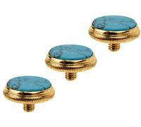 Jiayouy Gold Blue Turquoise Inlay Trumpet Finger Buttons for Trumpet Accessory Replacement 3 Pcs