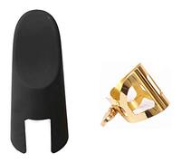 Jiayouy Gold Ligature Fastener and Plastic Cap for Tenor Sax Saxophone Mouthpiece 2pcs