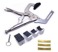 Jiayouy Guitar Luthier Tool Handheld Fret Pressing Tool Luthier Fretting Tool with 4 Padded PVC Support Cauls + 3Pcs Brass Radian Fret Inserts Guitar fingerboard pressing tool