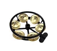 Jiayouy Hi Hat Tambourine with Gold Metal Single Row Jingle, Mountable Drum Set Cymbal Hi-Hat Tambourine for Drummers